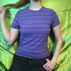 Weston Wear Basic Crewneck Striped Purple T Shirt